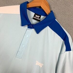 PXG Golf Polo Shirt Men's XXL 2XL Light Blue Golf Short-Sleeve Quick Dry Sports